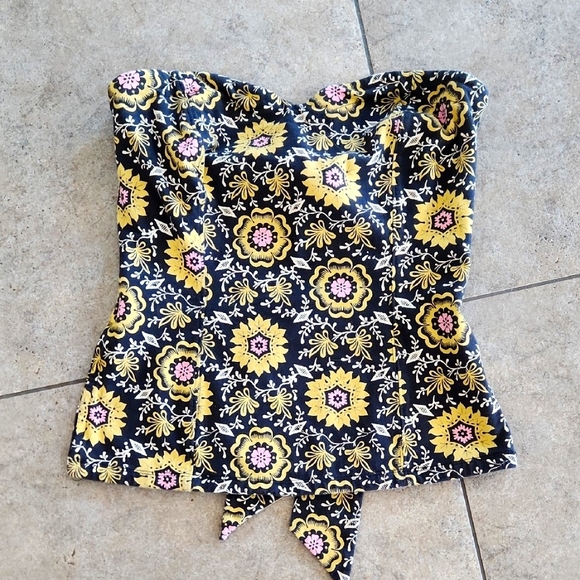 Free People Black Floral Strapless Top - Picture 1 of 10